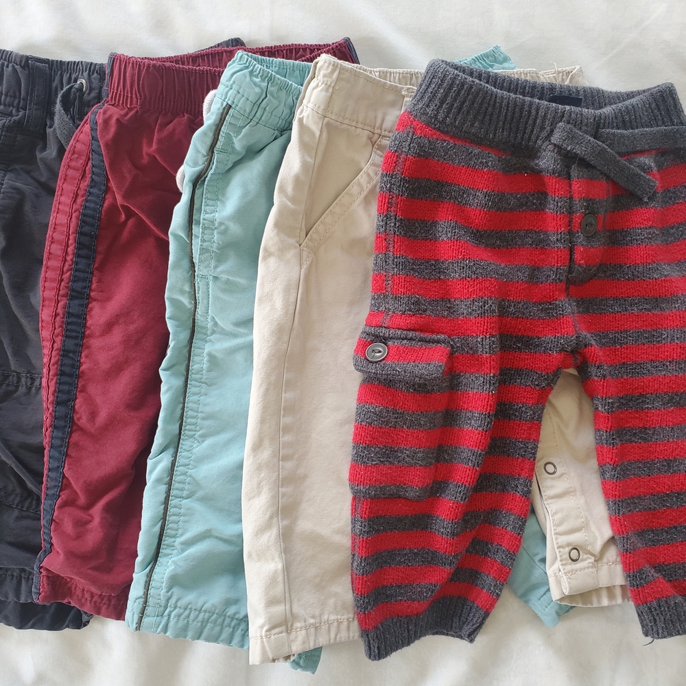 Assorted Baby Pants Set - Red, Blue, Cream, Black